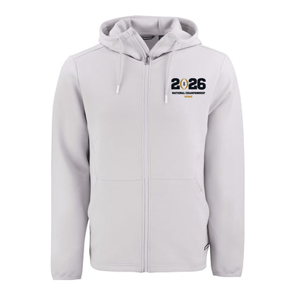 College Football Playoff National Championship Game 2026 Miami Logo Roam Epic Comfort Recycled Full Zip Hooded Jacket - Front View