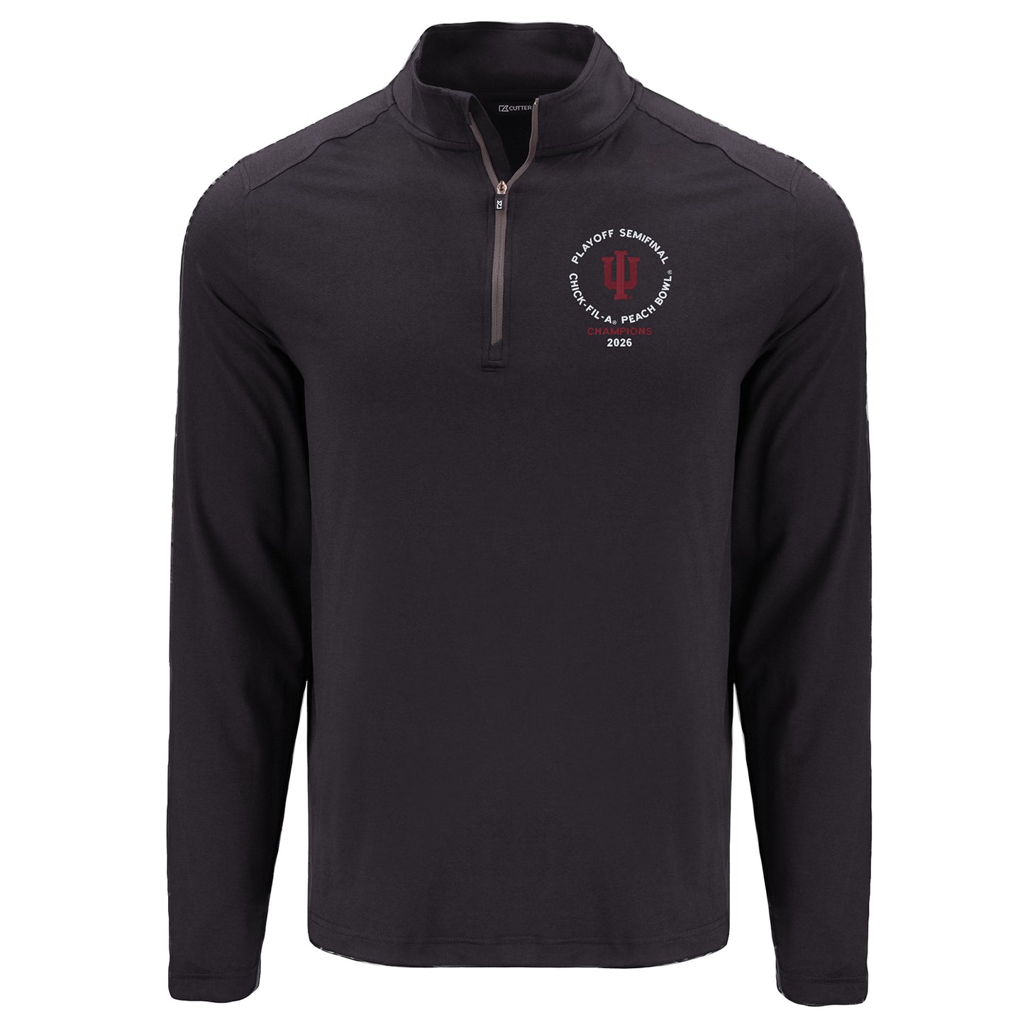Indiana Hoosiers Chick-Fil-A Peach Bowl Champions Black Coastline Quarter-Zip Pullover
