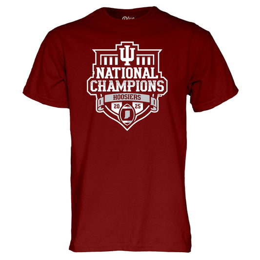 Indiana Hoosiers Red Blue 84 College Football Playoff National Champions Shield T-Shirt