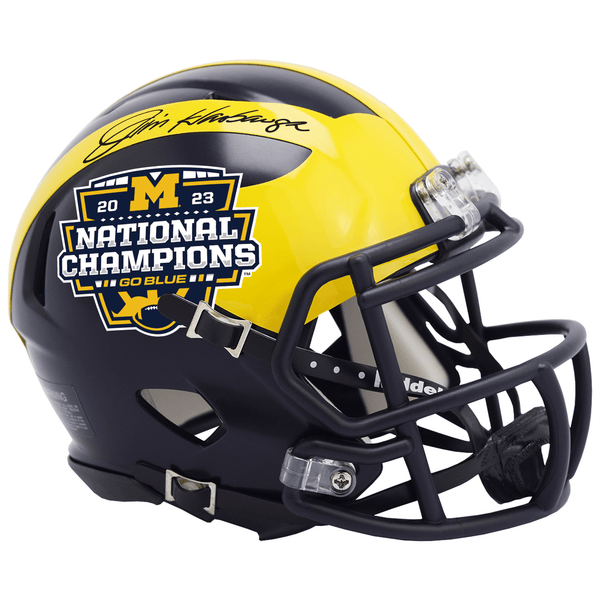 Jim Harbaugh Autographed College Football Playoff 2023 National Champions Riddell Speed Mini Helmet