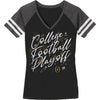 Ladies College Football Playoff V-Neck Splatter Black T-Shirt
