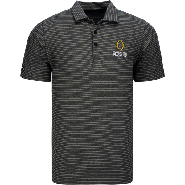 College Football Playoff Esteem Stripe Polo in Heather Black - Front View
