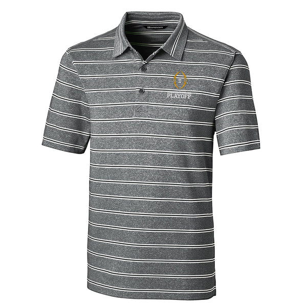 College Football Playoff Forge Heathered Stripe Polo in Gray - Front View