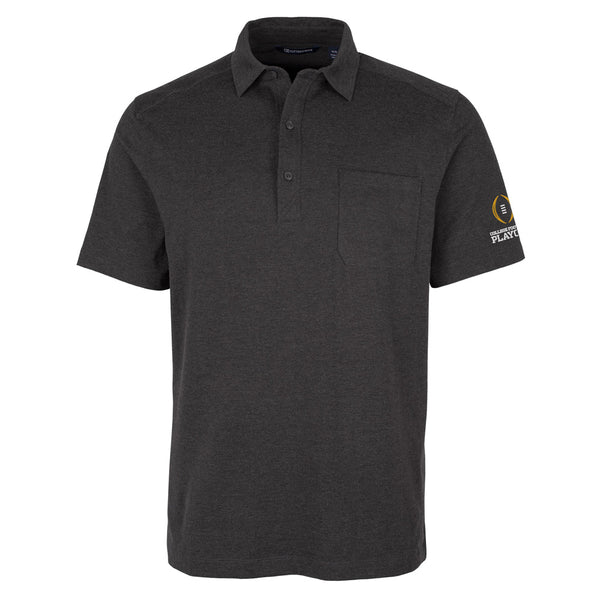 College Football Playoff Advantage Tri-Blend Polo in Black Heather - Front View